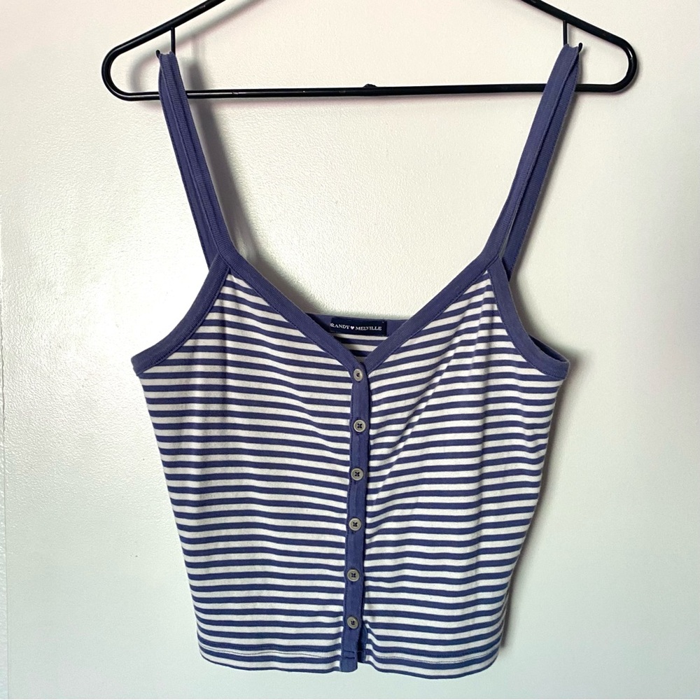 Brandy Melville Women’s Striped Crop Top Button Detail